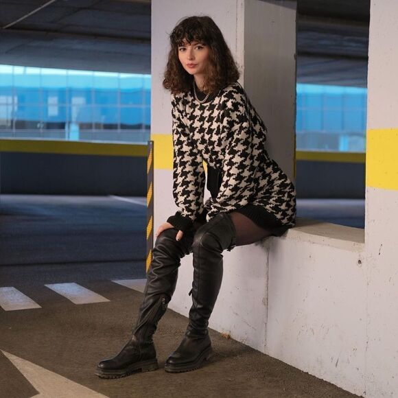 H&M Jacquard Knit Houndstooth Dress New - Picture 12 of 13